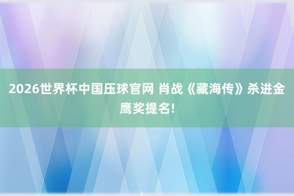 2026世界杯中国压球官网 肖战《藏海传》杀进金鹰奖提名!