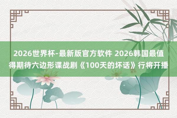 2026世界杯-最新版官方软件 2026韩国最值得期待六边形谍战剧《100天的坏话》行将开播