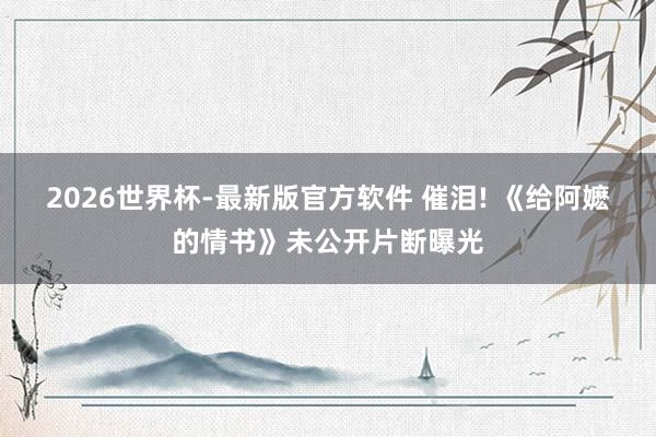 2026世界杯-最新版官方软件 催泪! 《给阿嬷的情书》未公开片断曝光