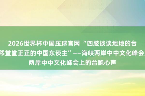 2026世界杯中国压球官网 “四肢谈谈地地的台湾东谈主, 亦然堂堂正正的中国东谈主”——海峡两岸中中文化峰会上的台胞心声