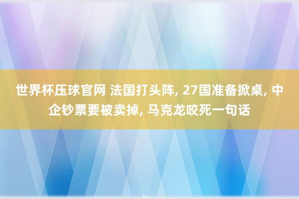 世界杯压球官网 法国打头阵， 27国准备掀桌， 中企钞票要被卖掉， 马克龙咬死一句话