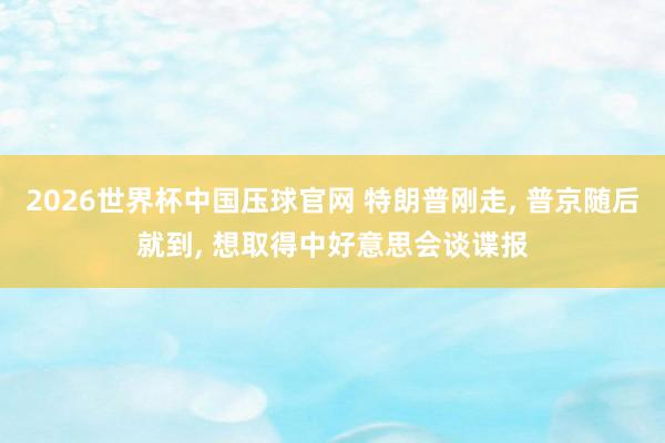 2026世界杯中国压球官网 特朗普刚走， 普京随后就到， 想取得中好意思会谈谍报
