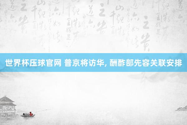 世界杯压球官网 普京将访华， 酬酢部先容关联安排