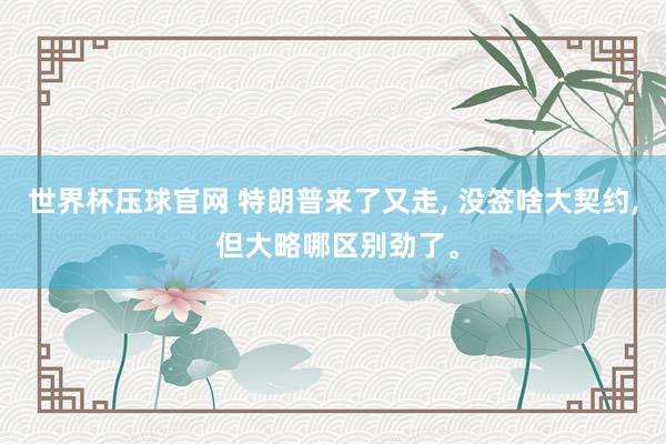 世界杯压球官网 特朗普来了又走， 没签啥大契约， 但大略哪区别劲了。