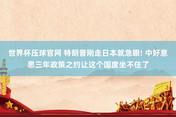 世界杯压球官网 特朗普刚走日本就急眼! 中好意思三年政策之约让这个国度坐不住了