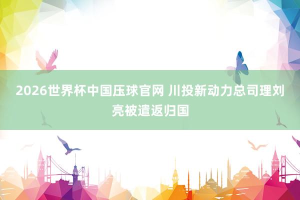 2026世界杯中国压球官网 川投新动力总司理刘亮被遣返归国