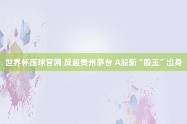 世界杯压球官网 反超贵州茅台 A股新“股王”出身