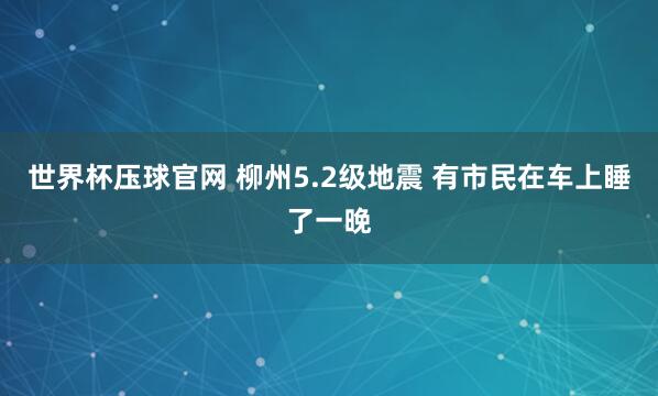 世界杯压球官网 柳州5.2级地震 有市民在车上睡了一晚