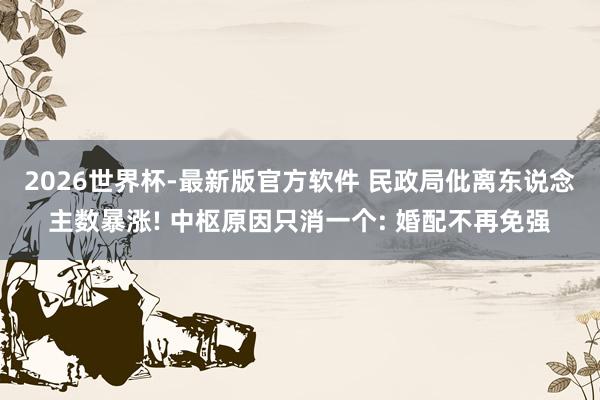 2026世界杯-最新版官方软件 民政局仳离东说念主数暴涨! 中枢原因只消一个: 婚配不再免强