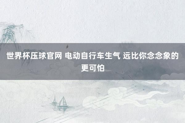 世界杯压球官网 电动自行车生气 远比你念念象的更可怕