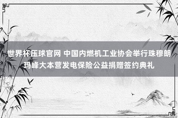世界杯压球官网 中国内燃机工业协会举行珠穆朗玛峰大本营发电保险公益捐赠签约典礼