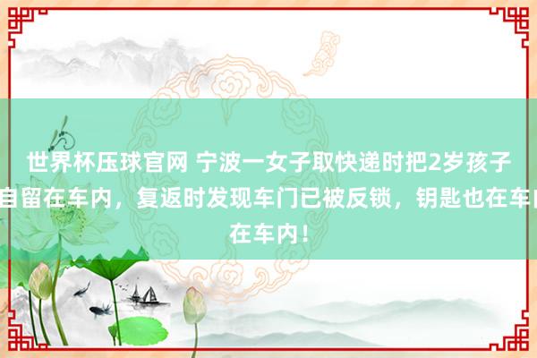 世界杯压球官网 宁波一女子取快递时把2岁孩子独自留在车内，复返时发现车门已被反锁，钥匙也在车内！