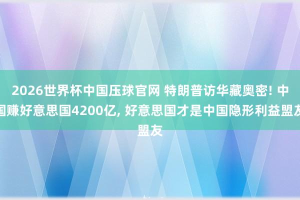 2026世界杯中国压球官网 特朗普访华藏奥密! 中国赚好意思国4200亿, 好意思国才是中国隐形利益盟友