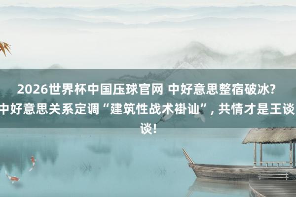 2026世界杯中国压球官网 中好意思整宿破冰? 中好意思关系定调“建筑性战术褂讪”， 共情才是王谈!