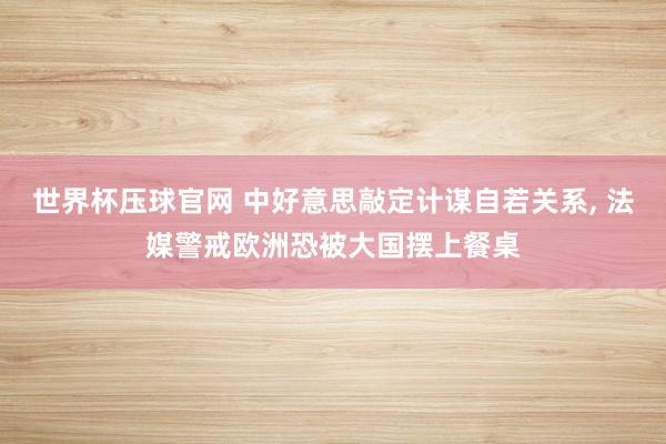 世界杯压球官网 中好意思敲定计谋自若关系， 法媒警戒欧洲恐被大国摆上餐桌