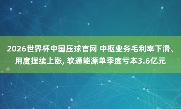 2026世界杯中国压球官网 中枢业务毛利率下滑、用度捏续上涨， 软通能源单季度亏本3.6亿元