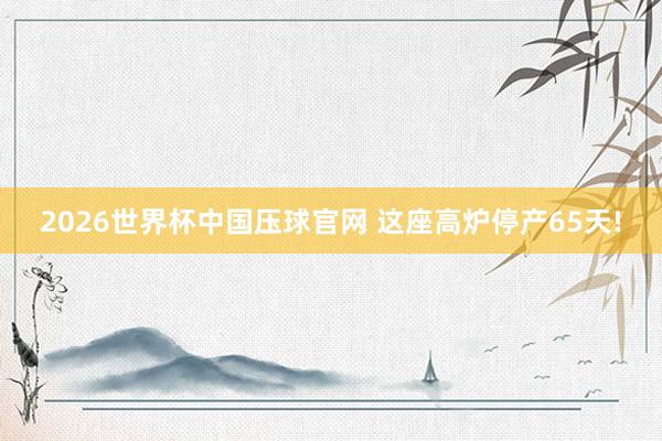 2026世界杯中国压球官网 这座高炉停产65天!