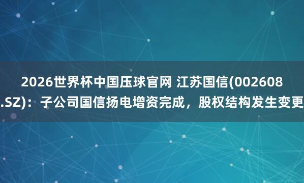 2026世界杯中国压球官网 江苏国信(002608.SZ)：子公司国信扬电增资完成，股权结构发生变更