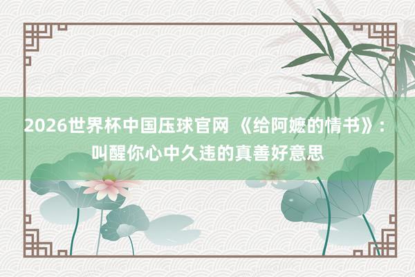2026世界杯中国压球官网 《给阿嬷的情书》: 叫醒你心中久违的真善好意思