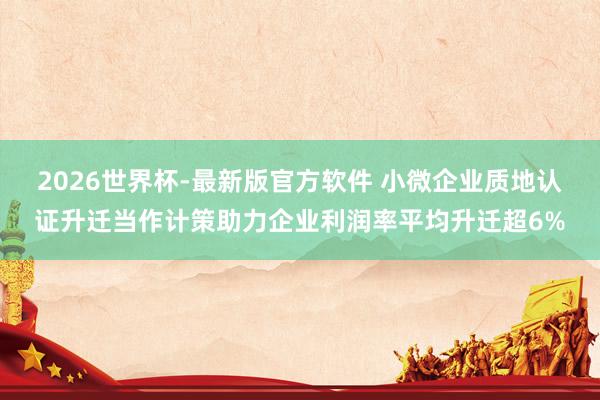 2026世界杯-最新版官方软件 小微企业质地认证升迁当作计策助力企业利润率平均升迁超6%