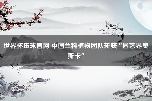 世界杯压球官网 中国兰科植物团队斩获“园艺界奥斯卡”