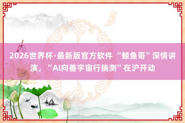 2026世界杯-最新版官方软件 “鲸鱼哥”深情讲演，“AI向善宇宙行揣测”在沪开动