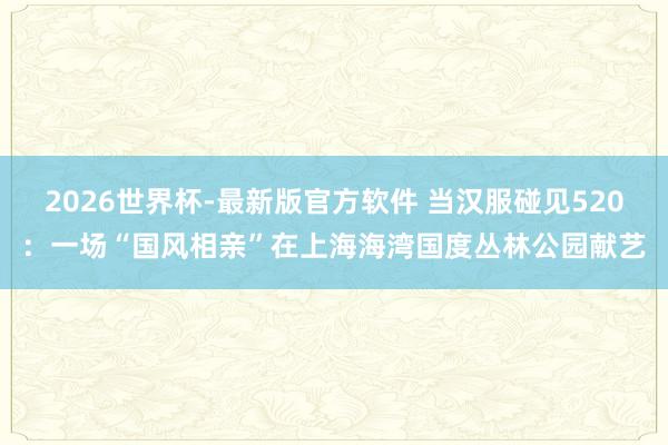 2026世界杯-最新版官方软件 当汉服碰见520：一场“国风相亲”在上海海湾国度丛林公园献艺