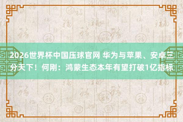 2026世界杯中国压球官网 华为与苹果、安卓三分天下!何刚:鸿蒙生态本年有望打破1亿指标