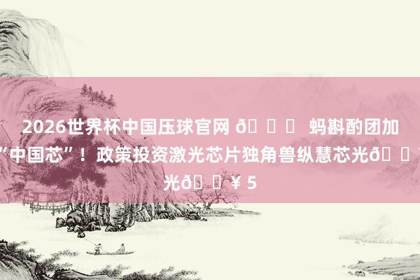 2026世界杯中国压球官网 📈 蚂斟酌团加码“中国芯”！政策投资激光芯片独角兽纵慧芯光🔥 5