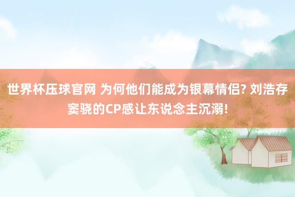 世界杯压球官网 为何他们能成为银幕情侣? 刘浩存窦骁的CP感让东说念主沉溺!