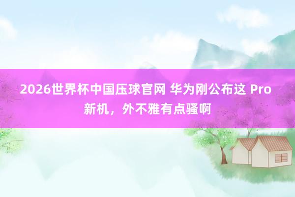 2026世界杯中国压球官网 华为刚公布这 Pro 新机，外不雅有点骚啊
