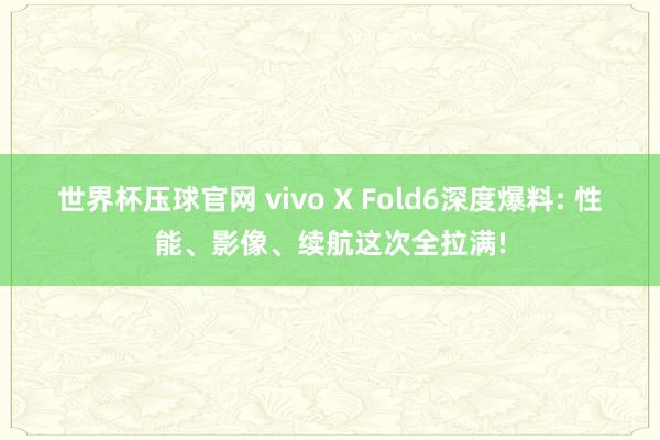 世界杯压球官网 vivo X Fold6深度爆料: 性能、影像、续航这次全拉满!