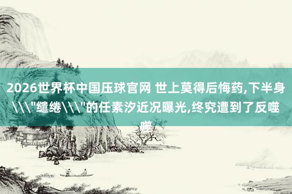 2026世界杯中国压球官网 世上莫得后悔药，下半身\
