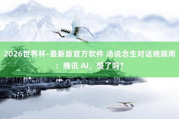 2026世界杯-最新版官方软件 汤说念生对话姚顺雨：腾讯 AI，慢了吗？
