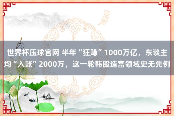 世界杯压球官网 半年“狂赚”1000万亿，东谈主均“入账”2000万，这一轮韩股造富领域史无先例