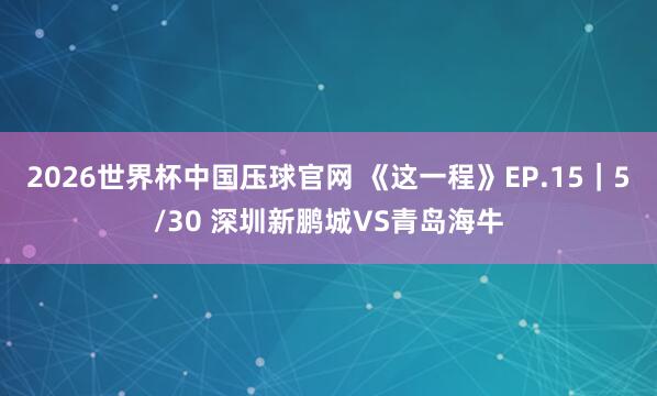 2026世界杯中国压球官网 《这一程》EP.15｜5/30 深圳新鹏城VS青岛海牛