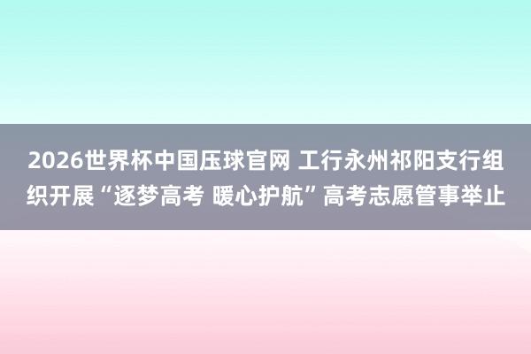2026世界杯中国压球官网 工行永州祁阳支行组织开展“逐梦高考 暖心护航”高考志愿管事举止