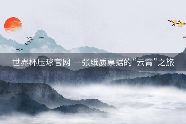 世界杯压球官网 一张纸质票据的“云霄”之旅