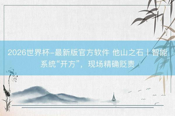 2026世界杯-最新版官方软件 他山之石丨智能系统“开方”，现场精确贬责