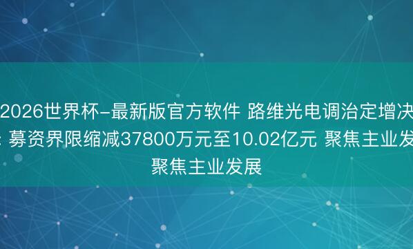 2026世界杯-最新版官方软件 路维光电调治定增决策: 募资界限缩减37800万元至10.02亿元 聚焦主业发展