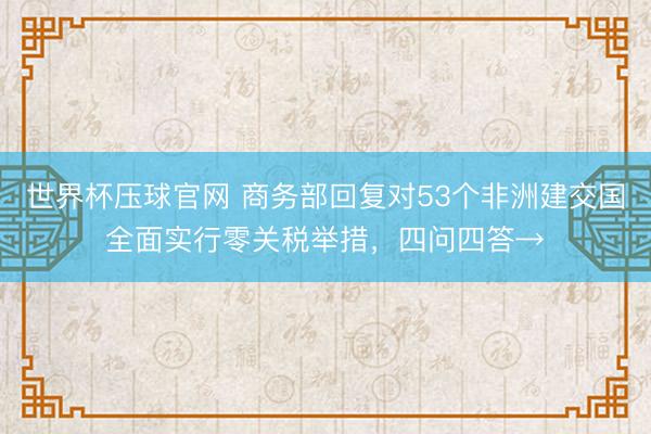 世界杯压球官网 商务部回复对53个非洲建交国全面实行零关税举措，四问四答→