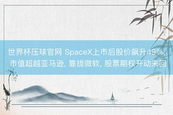 世界杯压球官网 SpaceX上市后股价飙升49%， 市值超越亚马逊， 靠拢微软， 股票期权开动来回