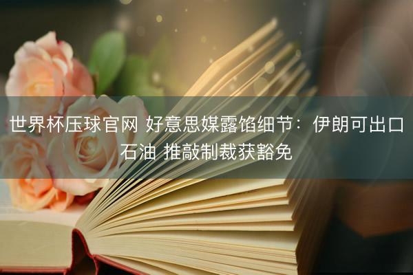 世界杯压球官网 好意思媒露馅细节：伊朗可出口石油 推敲制裁获豁免