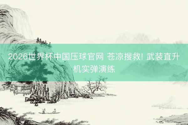 2026世界杯中国压球官网 苍凉搜救! 武装直升机实弹演练