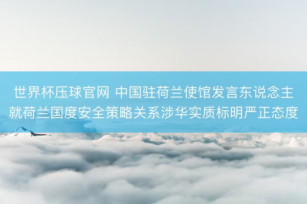 世界杯压球官网 中国驻荷兰使馆发言东说念主就荷兰国度安全策略关系涉华实质标明严正态度