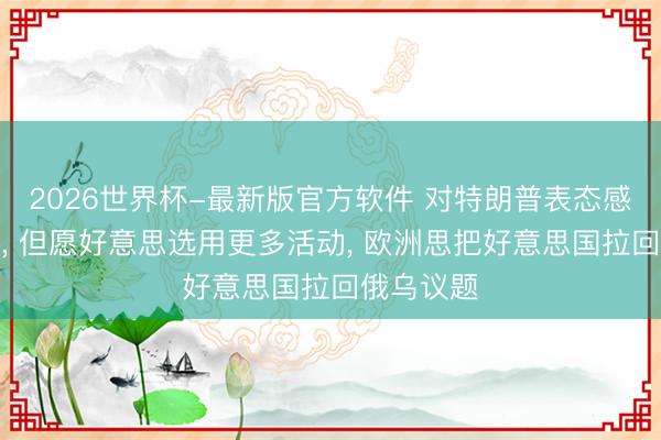 2026世界杯-最新版官方软件 对特朗普表态感到乐不雅， 但愿好意思选用更多活动， 欧洲思把好意思国拉回俄乌议题